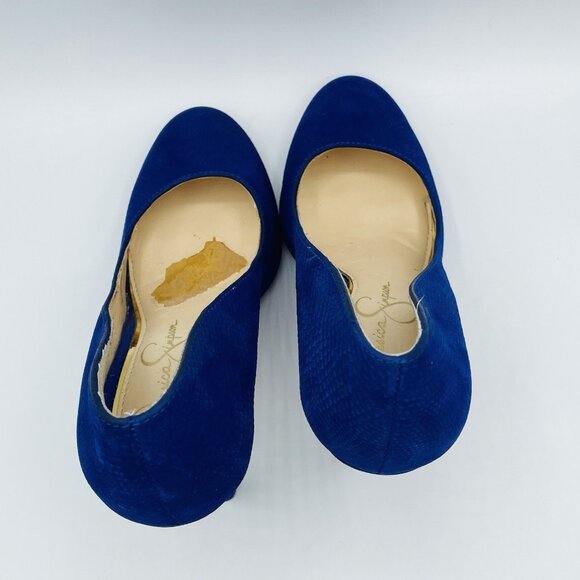 Jessica Simpson Heels Womens Size 7.5 M Blue Rony Leather Heel Stiletto Slip On - Picture 11 of 12